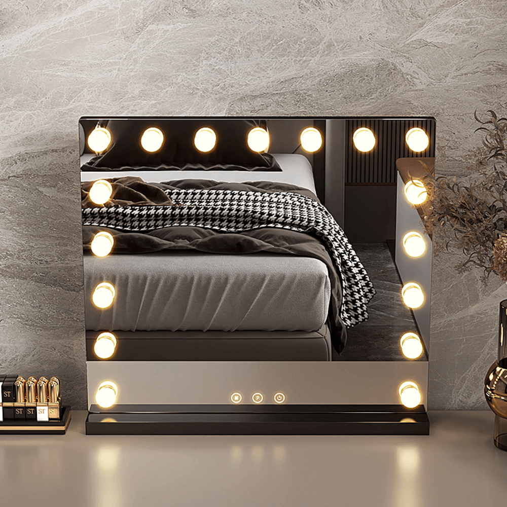 Hollywood-Stil Schminkspiegel mit LED-Lampen und Titanrahmen – Hochmodern
