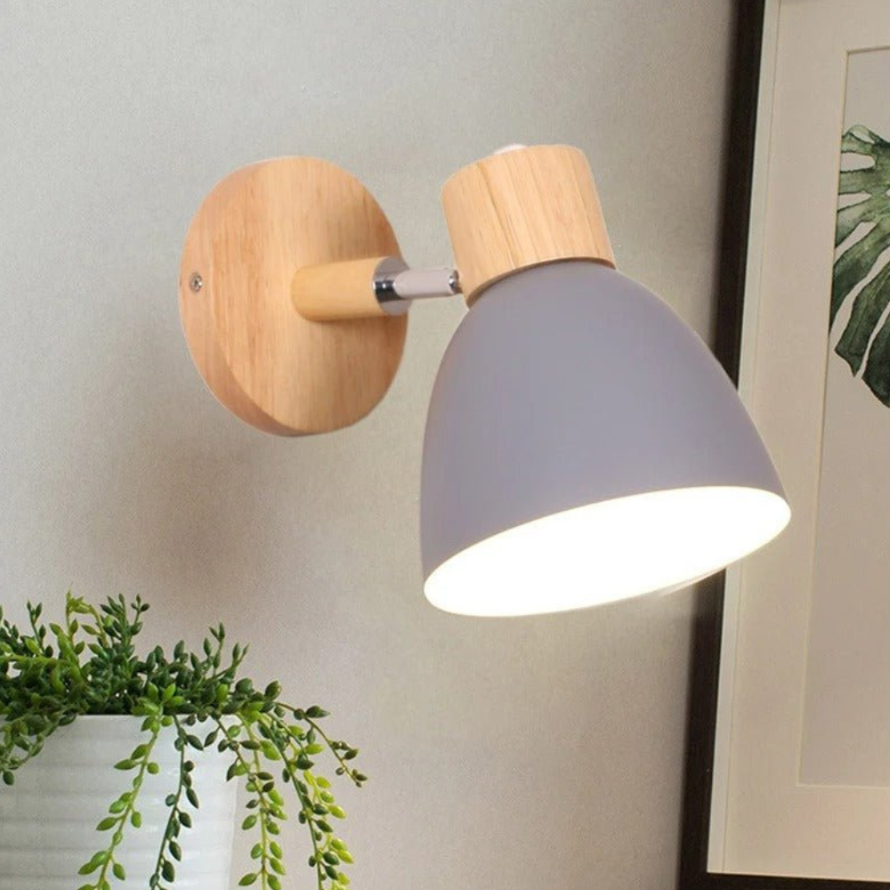 Nordische matte Wandleuchte mit Naturholz – moderne schwenkbare Arbeitsleuchte