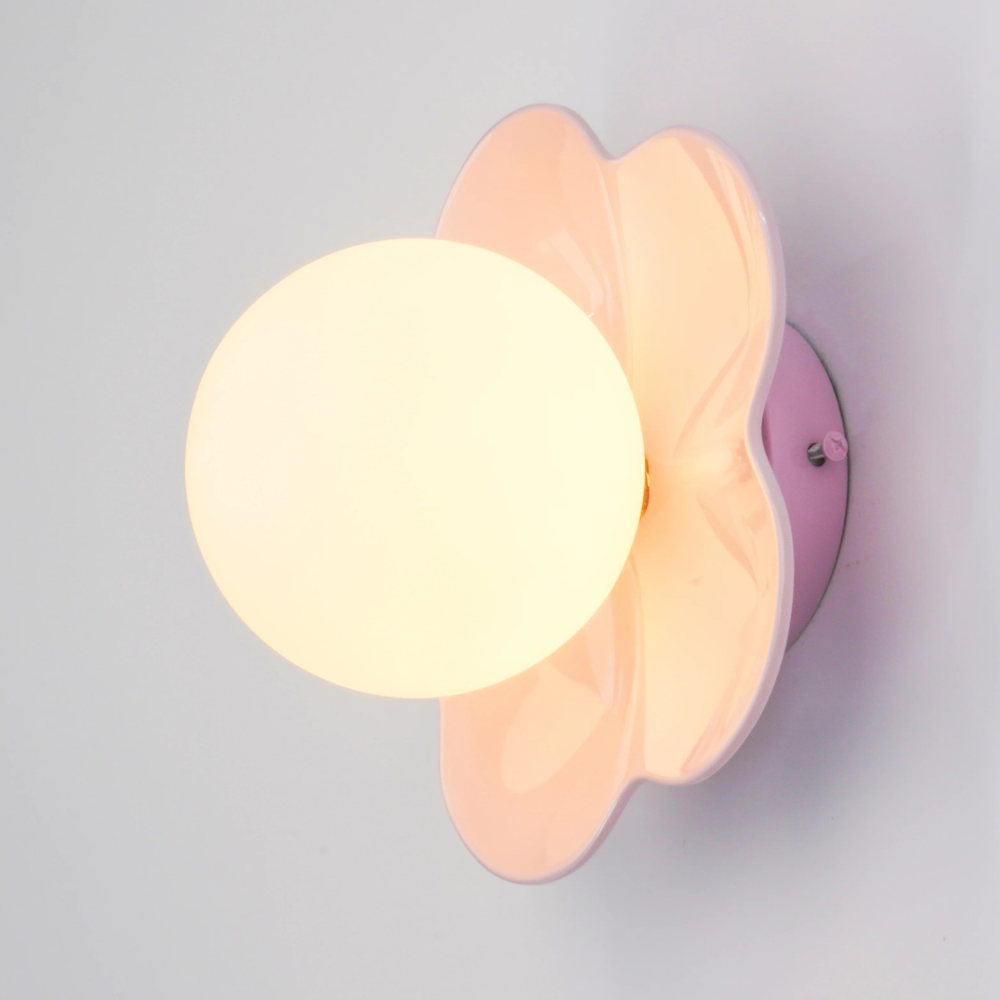 Wall Sconce with Flower Petal Metal Base - Modern Danish Pastel