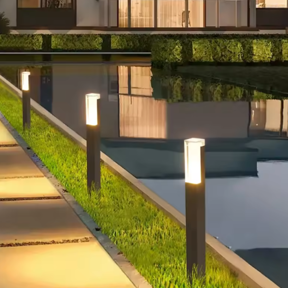 Sleek Black Entryway Post Light - Architectural Lighting for Driveway & Patio