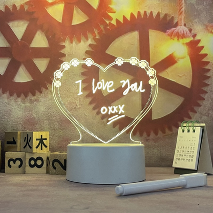 Lighted Acrylic Dry Erase Message Board - Glow Note Memo Night Light