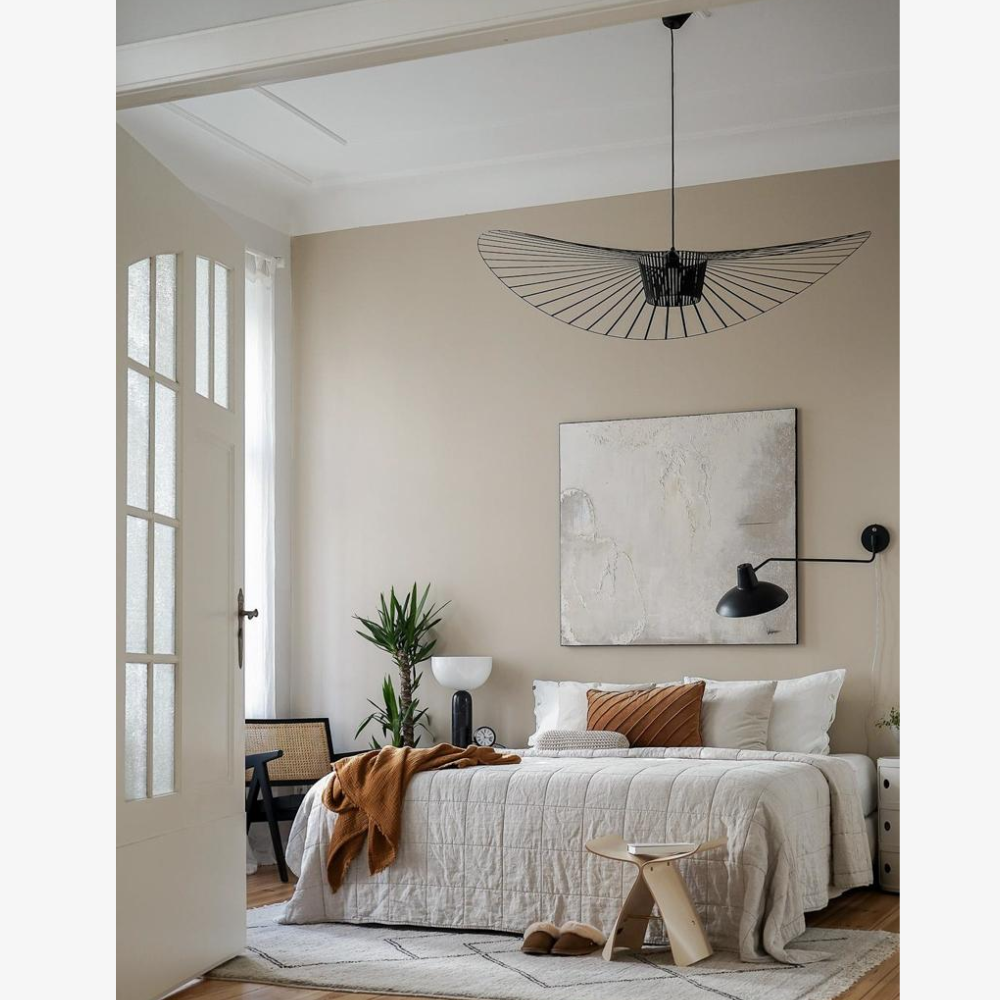 Ribbon Wave Pendant Light with Slotted Metal Frame - Modern Art Deco