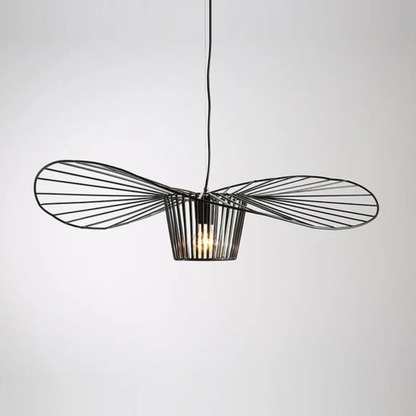 Ribbon Wave Pendant Light with Slotted Metal Frame - Modern Art Deco
