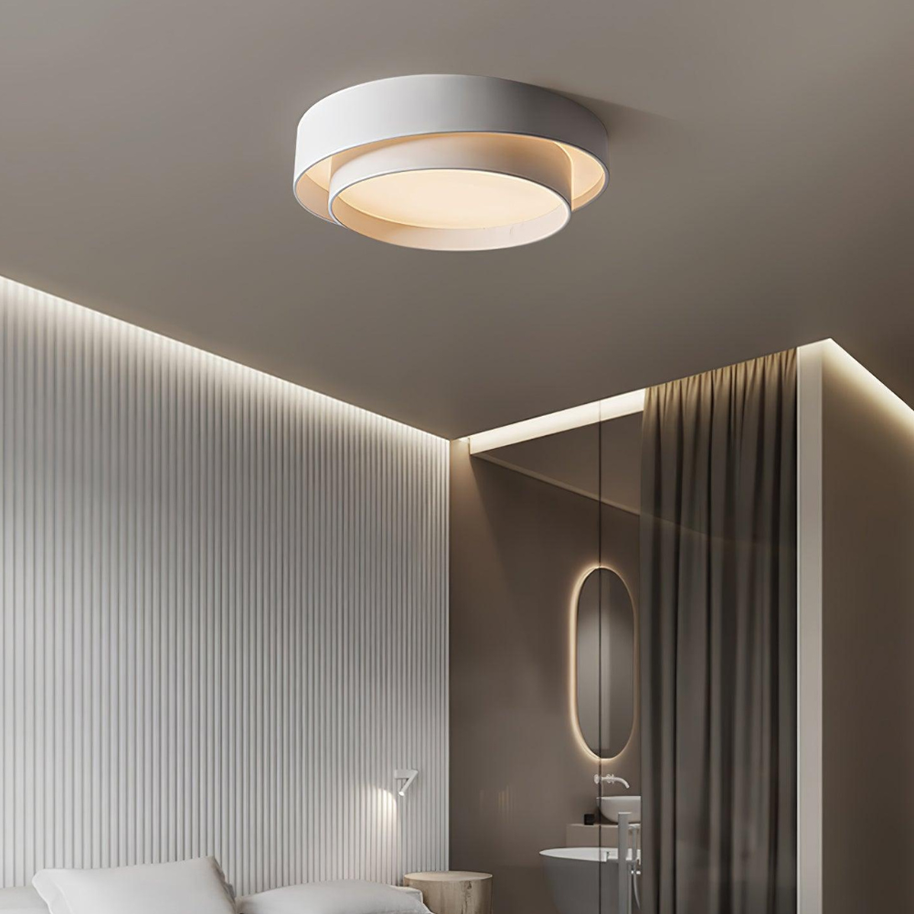 Concentric Ring Ceiling Light with Tiered Shade - Modern Flush Mount