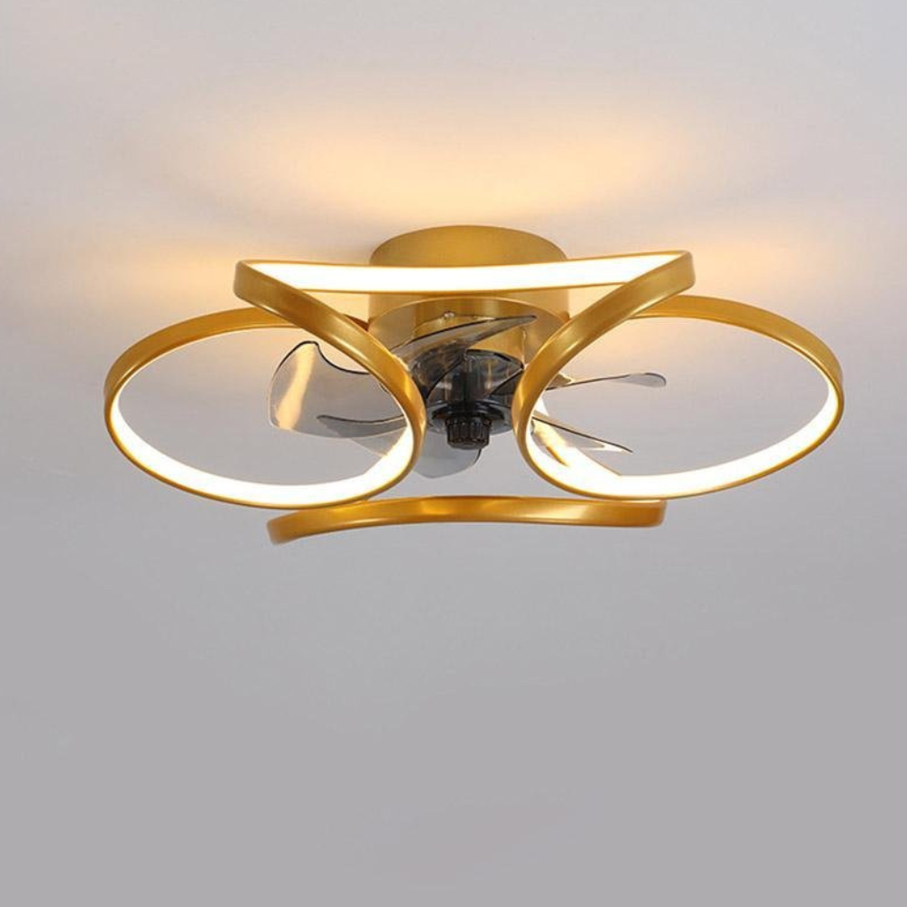 LED Ceiling Fan with Low Profile Flush Mount and Dimmable Light - Minimalist