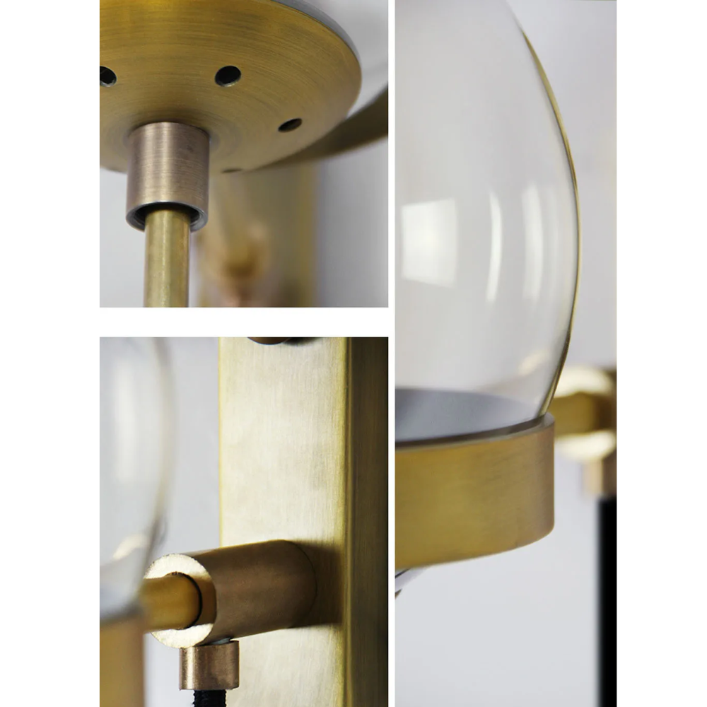 Mid-Century Glas-Kugel-Wandleuchte – Industrielle Kugel-Lampe mit gebogenem Kabel