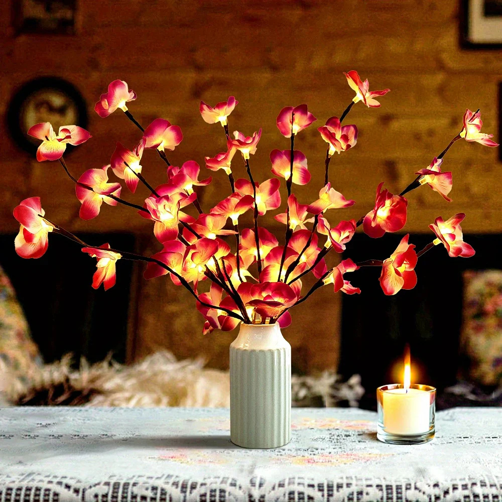 Lampe à branche florale LED bohème - Décoration de saule et branches alimentée par batterie