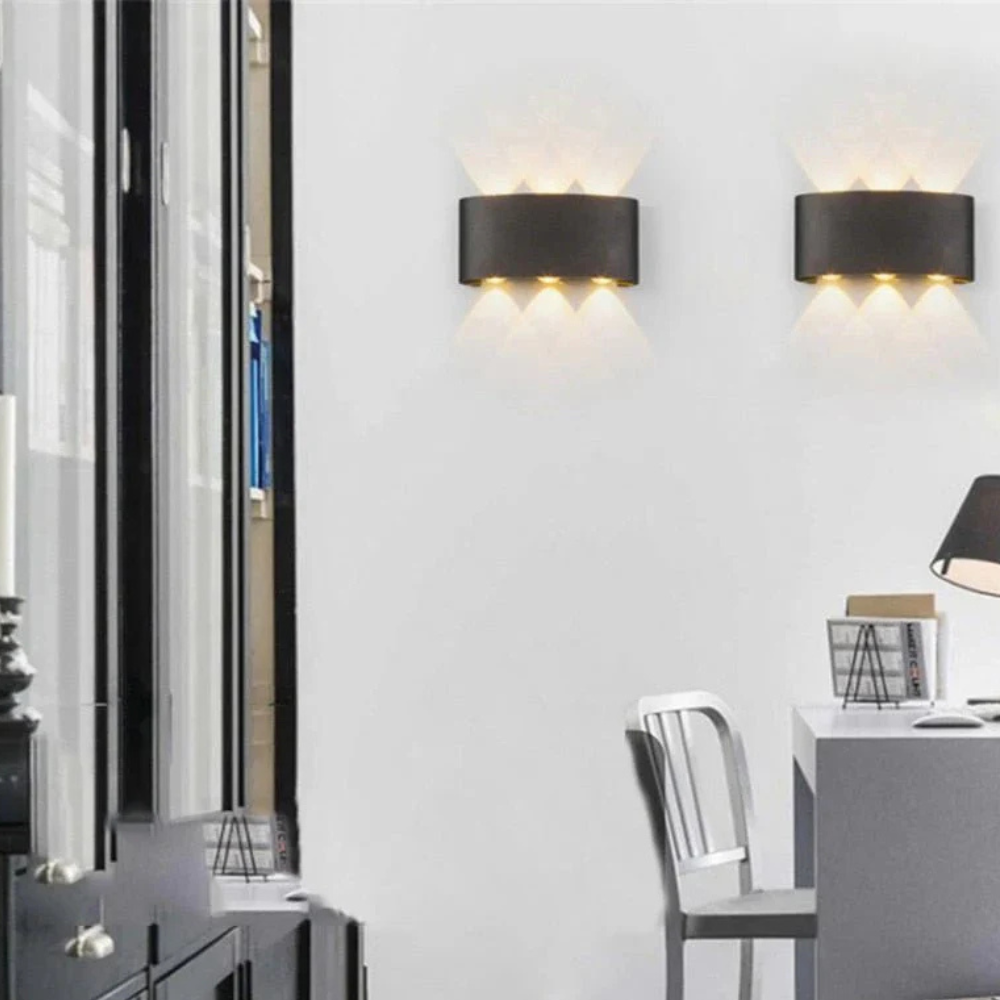 Moderner Innen- und Außenbereich Mehrstrahl-Wandlampe mit Auf- und Abwärtslicht – Licht mit gewelltem Fächer-Effekt