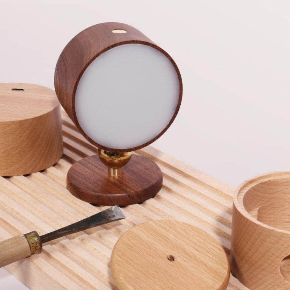 Applique murale moderne en bois à LED magnétique rotative Lampe sans fil rechargeable