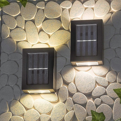 Solar Powered Outdoor Wall Sconce - Dual Beam LED Exterior Fence Light