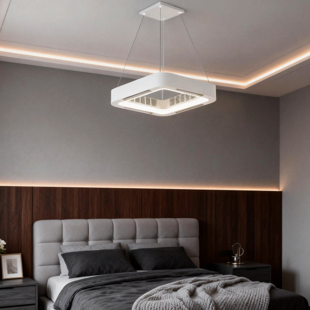 Ceiling Fan with Light and Bladeless Internal Ventilation - High-Modern Style