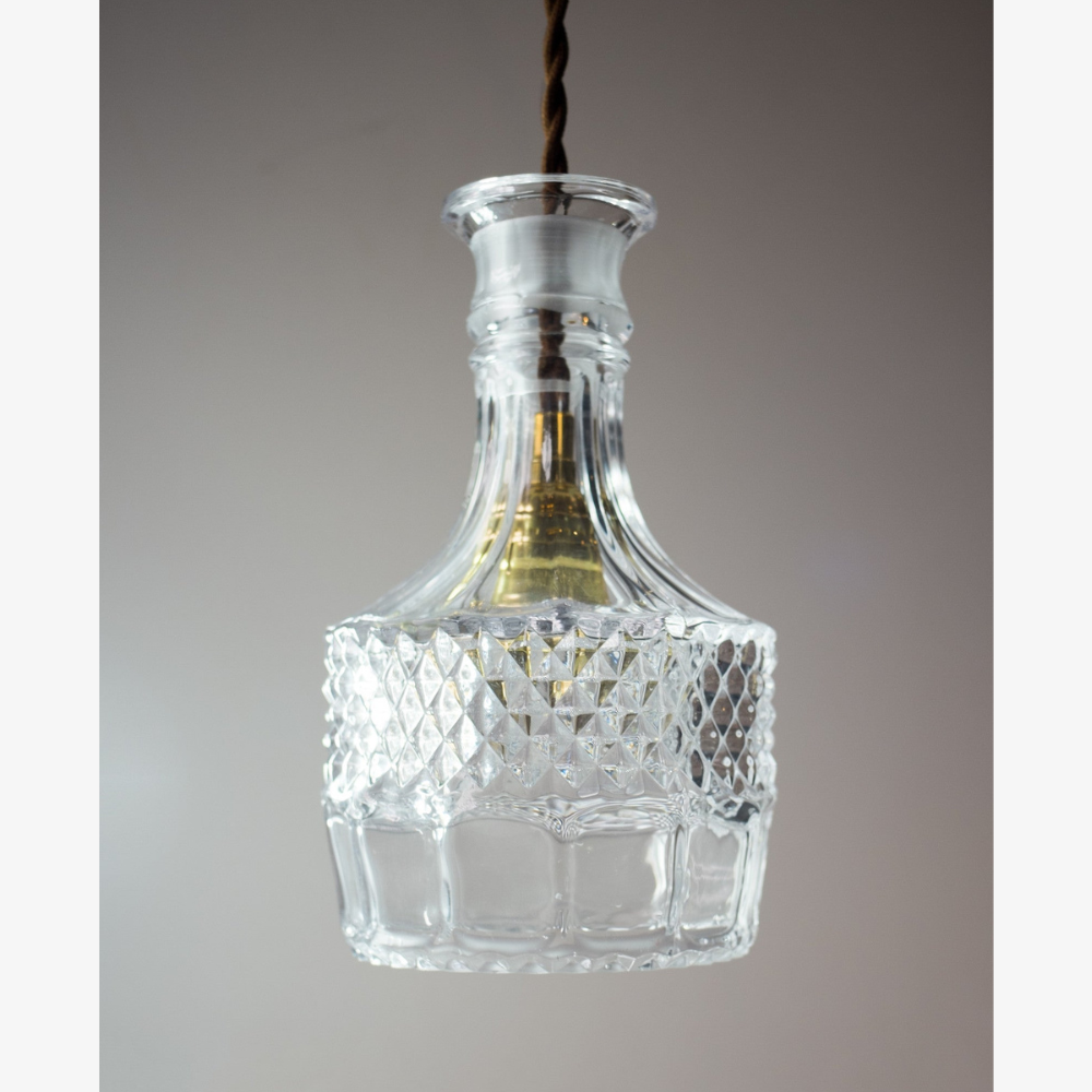 Modern Decanter Cut Glass Pendant Light - Vintage Bottle Style Hanging Lamp