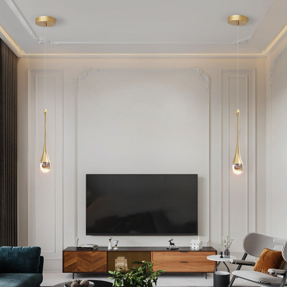 Wassertropfen-Hängeleuchte mit Blasen-Kristallglas – Moderner Stil