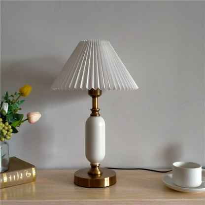 Pleated Shade Brass and Table Lamp Mid Century Modern Lighting