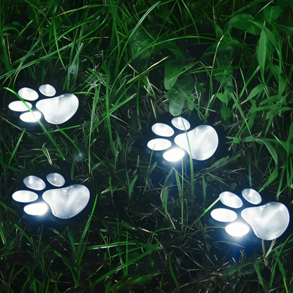 Solar Powered Paw Print Garden Lights - LED Outdoor Path Decor