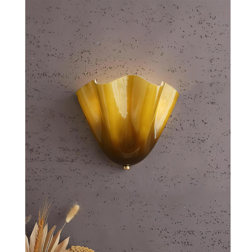 Moderne Glas-Wandlampe mit Rüschen - Organische blühende Blumen-Wandlampe