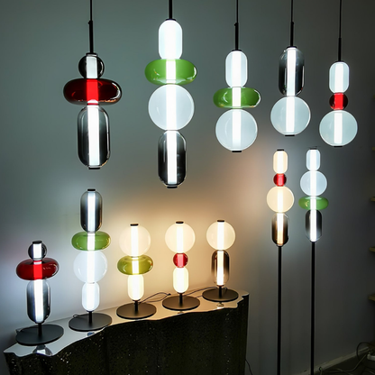 Stacked Glass Pendant Light with Geometric Tiers - Art Deco Style
