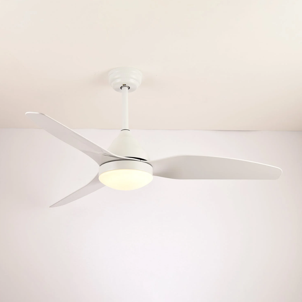 Ventilateur de plafond avec lumière et 3 pales aérodynamiques en ABS - Moderne milieu du siècle