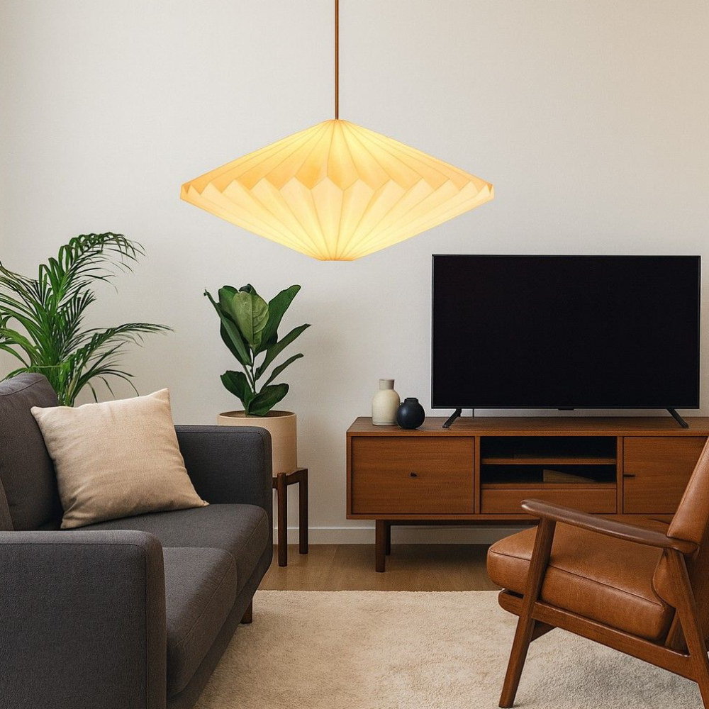 Scandinavian Pleated Paper Pendant Light - Modern Origami Hanging Lamp