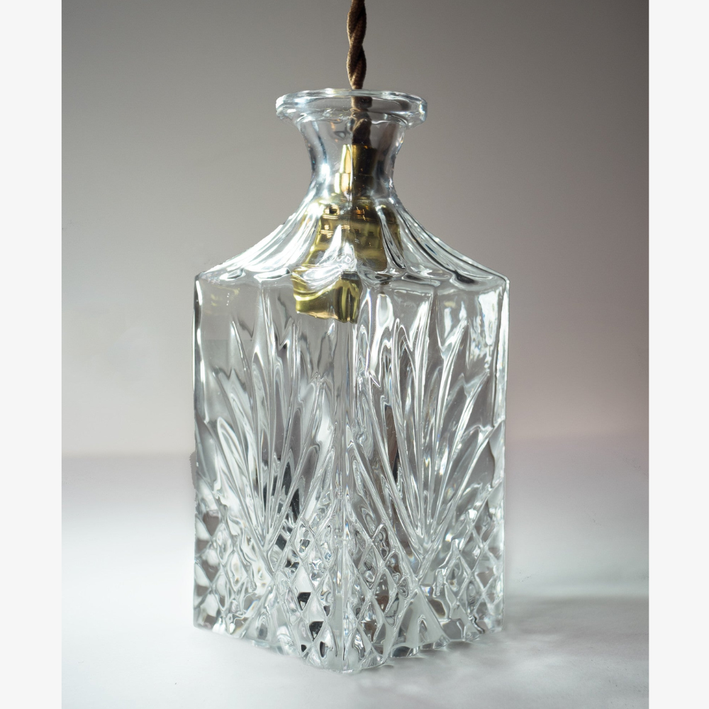 Modern Decanter Cut Glass Pendant Light - Vintage Bottle Style Hanging Lamp