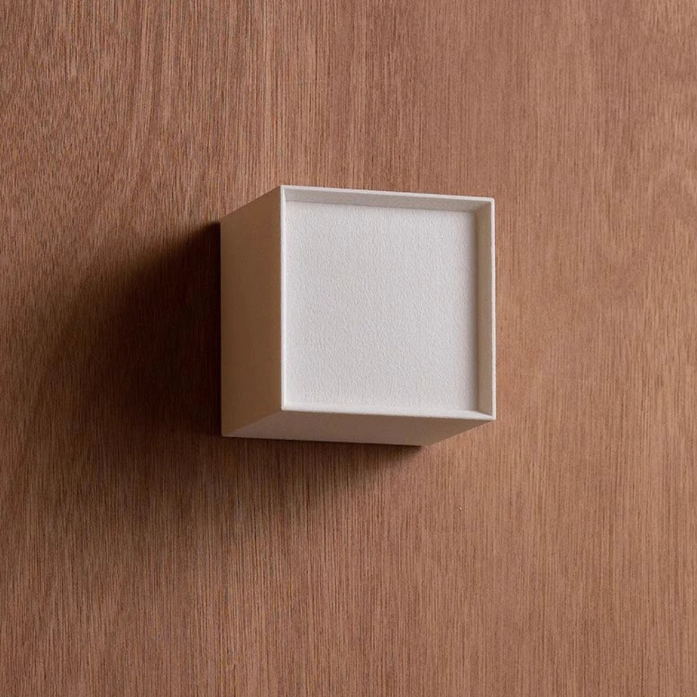 LED Cube Wall Sconce with Fabric Shade - Modern Japandi Style White