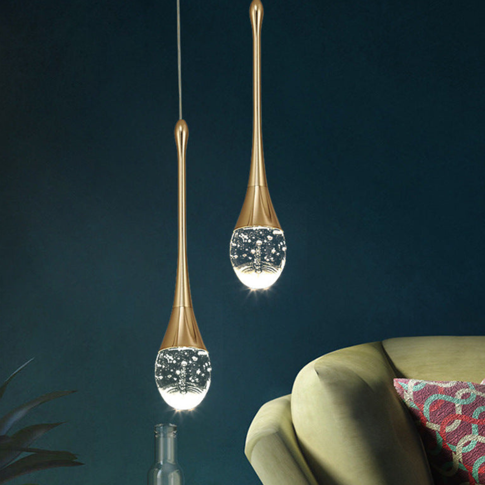 Wassertropfen-Hängeleuchte mit Blasen-Kristallglas – Moderner Stil