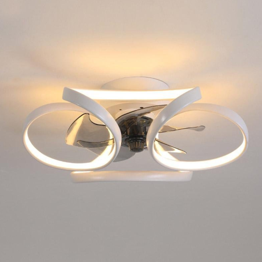 LED Ceiling Fan with Low Profile Flush Mount and Dimmable Light - Minimalist