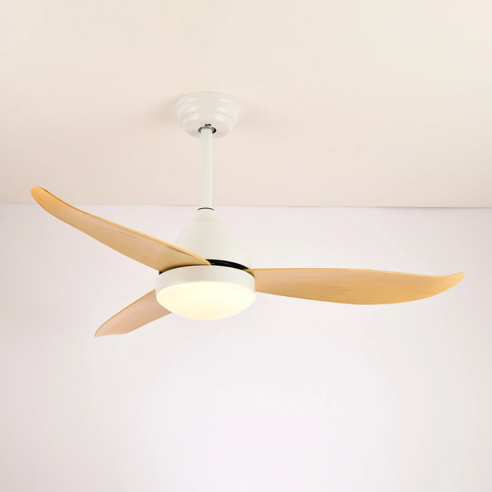 Ventilateur de plafond avec lumière et 3 pales aérodynamiques en ABS - Moderne milieu du siècle