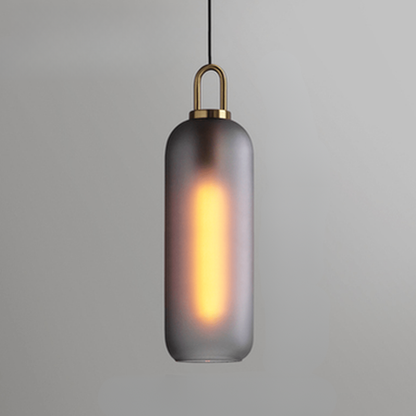 Globe and Capsule Glass Pendant Light with Brass Arch - Modern Style