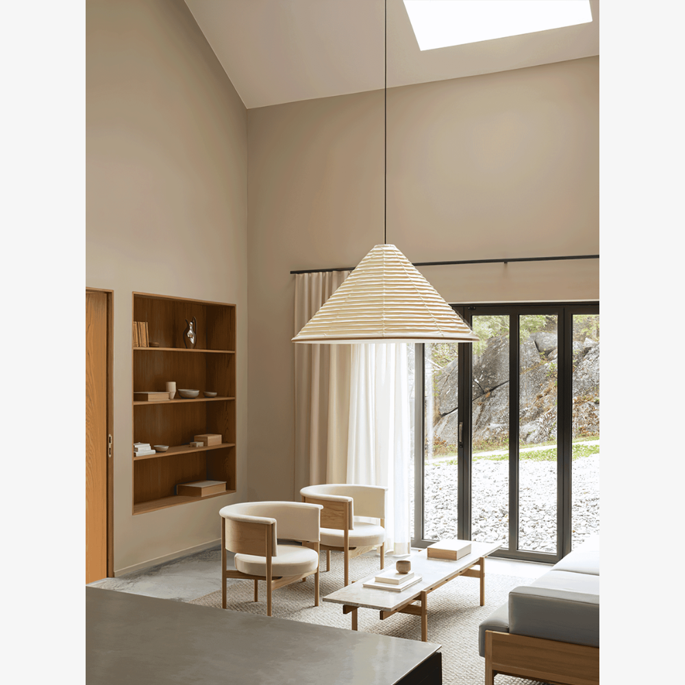 Japanese Washi Paper Pyramid Pendant Light - Japandi Style Decor