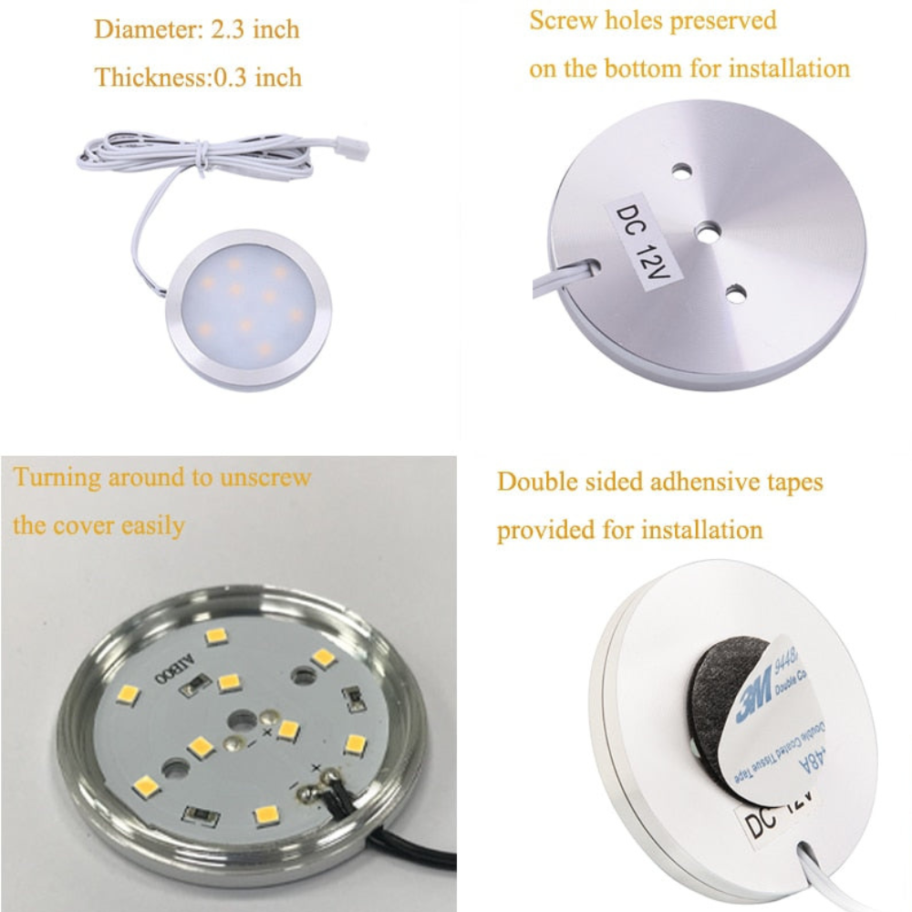 LED-Pucklichter mit kabelloser Fernbedienung und Dimmer – 120 Grad breiter Lichtstrahl