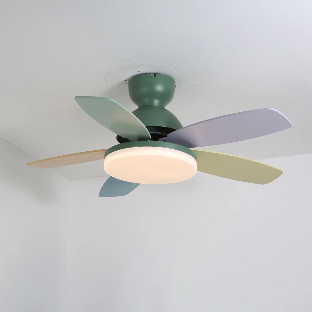 LED-Deckenventilator mit flachem Blumen-Silhouetten-Design und umkehrbarem Luftstrom – verspieltes Design