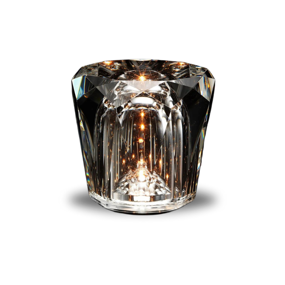 Crystal Table Lamp with Faceted Glass Body - Modern Geometric