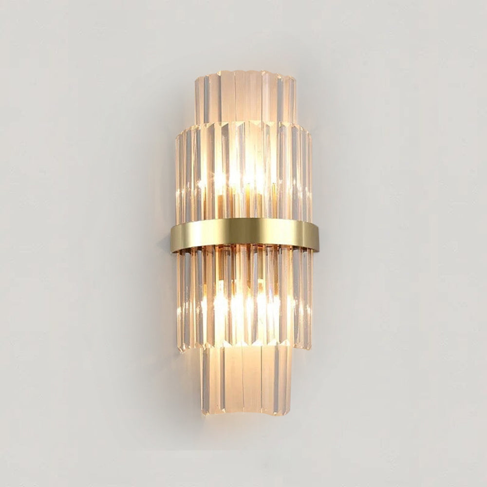 Mehrstufige Kristallprisma-Wandlampe mit Metallband – Art-Déco-Stil