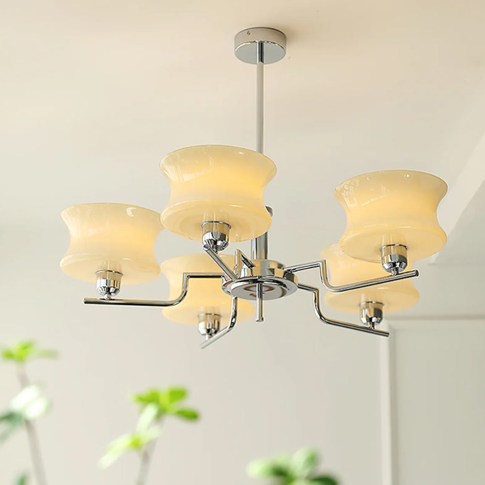 Chandelier with Glass Bell Shades - Mid Century Modern  Light