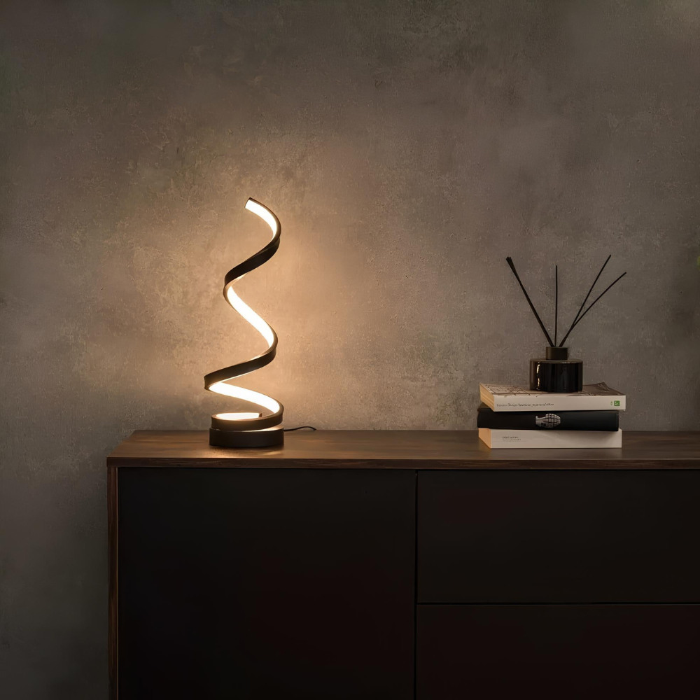 Lampe de table spirale moderne à DEL rechargeable par USB - Éclairage d'ambiance réglable