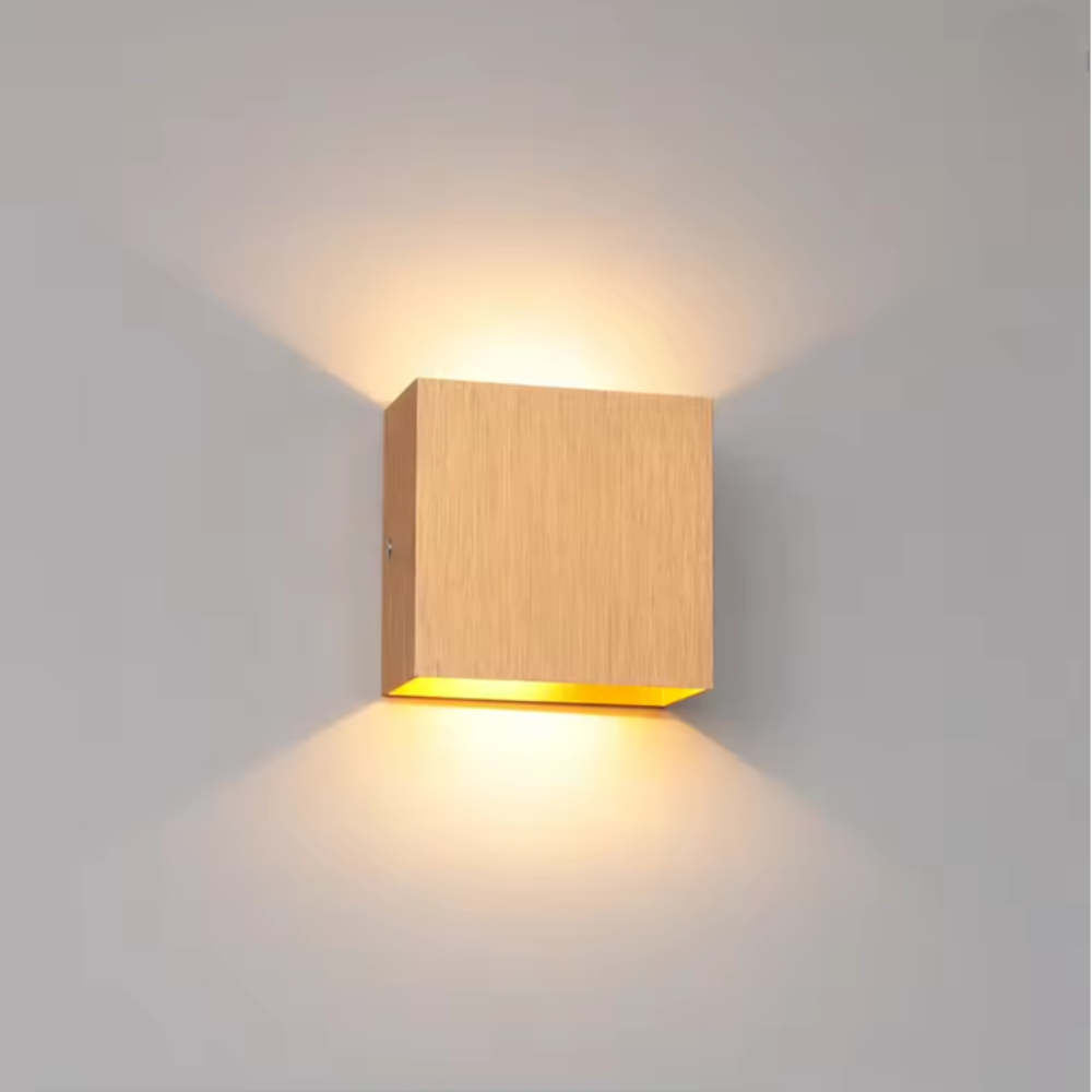 Modern Up and Down Cube Wall Sconce - Brushed Aluminum Geometric Light