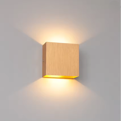 Modern Up and Down Cube Wall Sconce - Brushed Aluminum Geometric Light