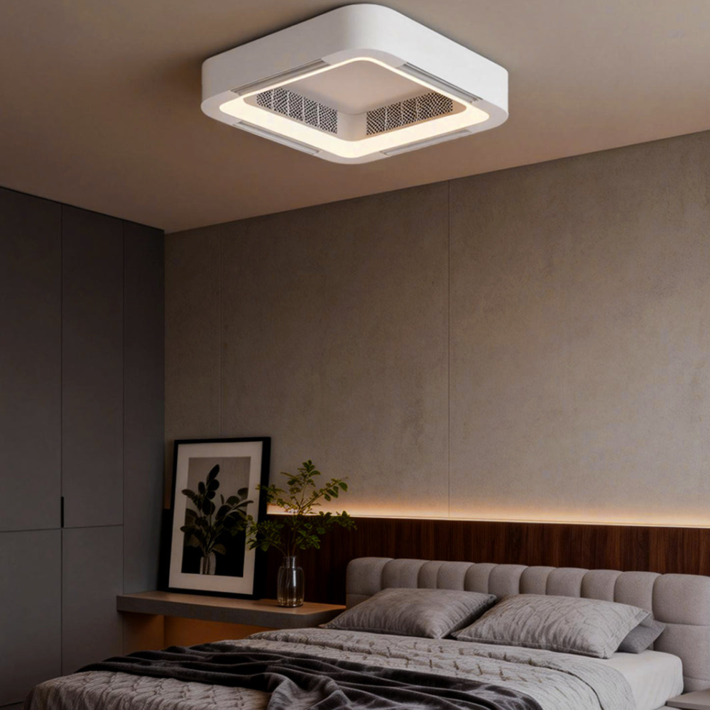Ceiling Fan with Light and Bladeless Internal Ventilation - High-Modern Style