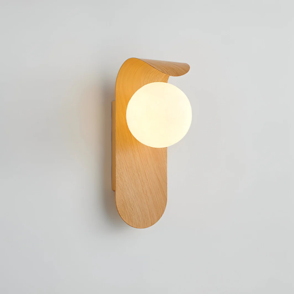 Applique murale en bois courbé architecturale - Applique murale globe minimaliste