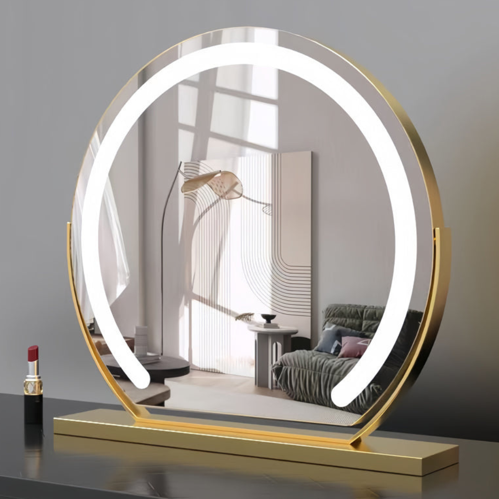 Smart-Touch beleuchteter Schminkspiegel mit schwerem Sockel – 360° drehbare Dekoration