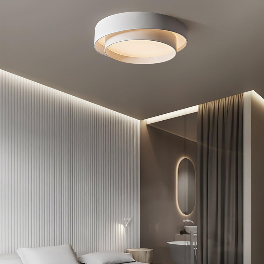 Concentric Ring Ceiling Light with Tiered Shade - Modern Flush Mount