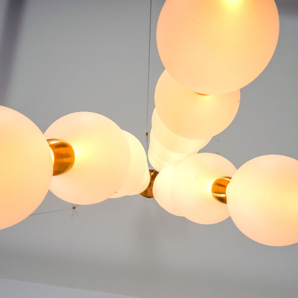 Hanging Ceiling Light with Acrylic Globes - Minimalist Sculptural Gold