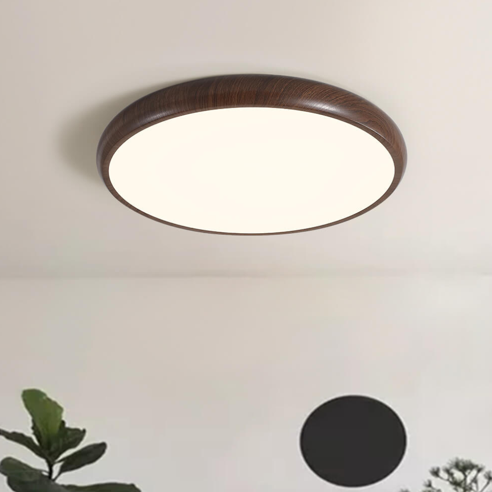 Plafonnier LED encastré avec cadre en acrylique effet bois - Style scandinave