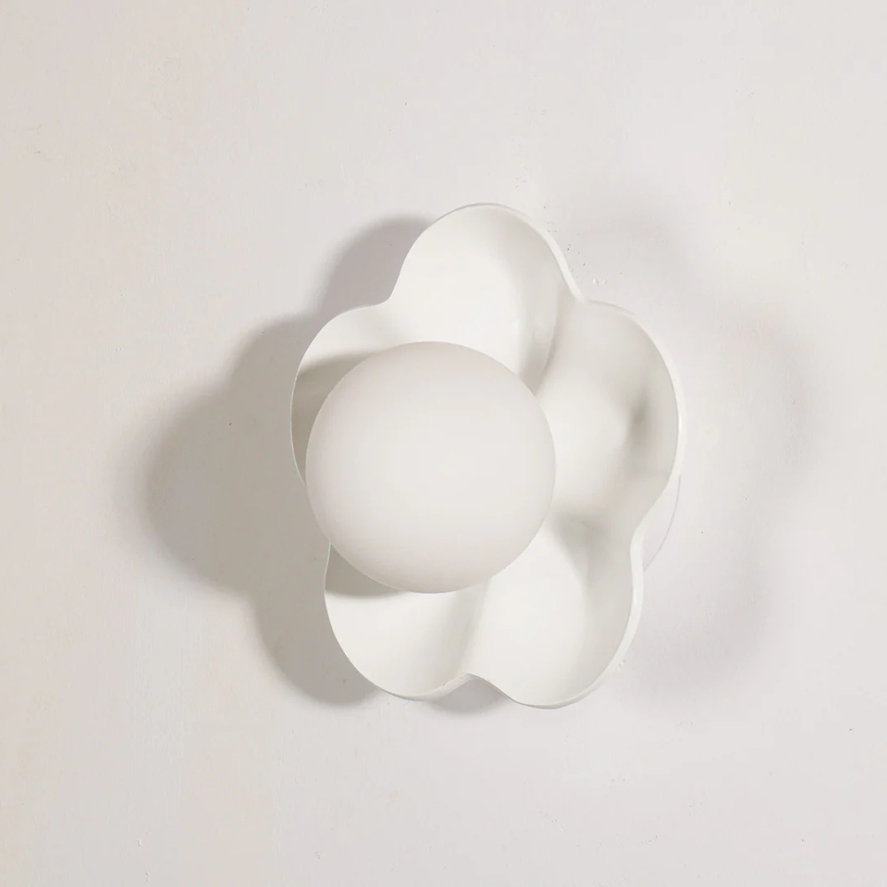 Wall Sconce with Flower Petal Metal Base - Modern Danish Pastel