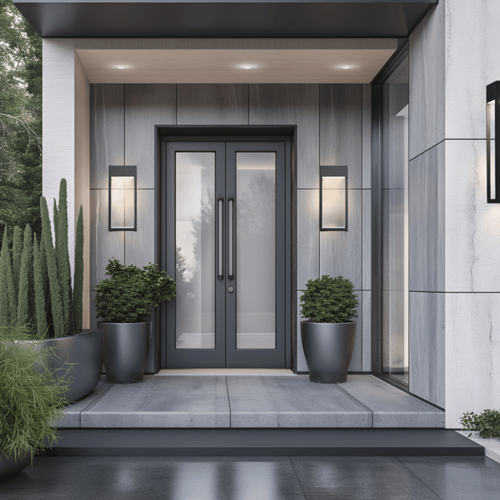 Moderne geometrische Außenwandleuchte – LED lineare rechteckige Laterne