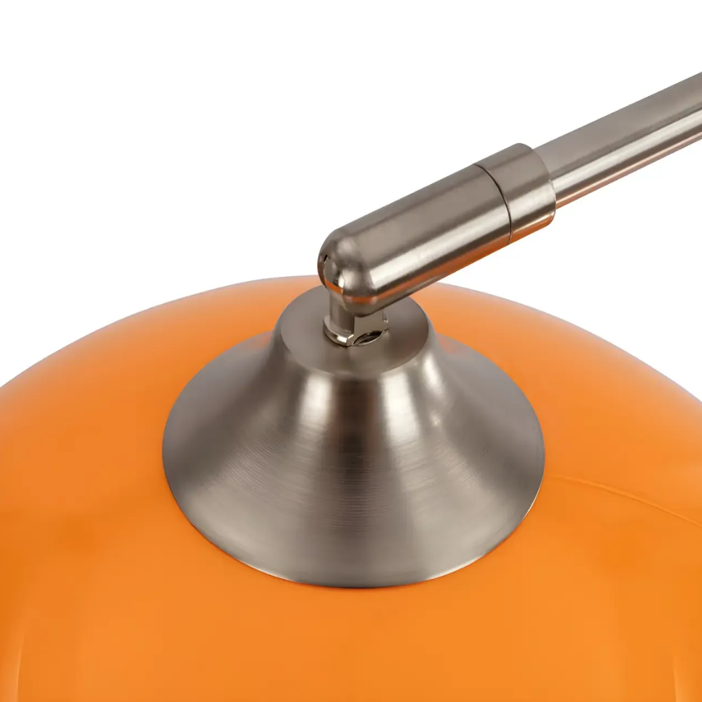 Verstellbare Stehlampe mit Marmorsockel und Glaskuppel – Mid-Century-Bogen