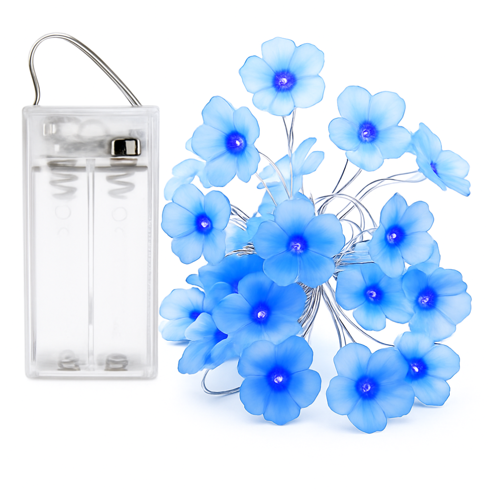 Battery Powered Fairy Lights Flower Design with USB Option and Flexible Wire - 20 or 30 LEDs