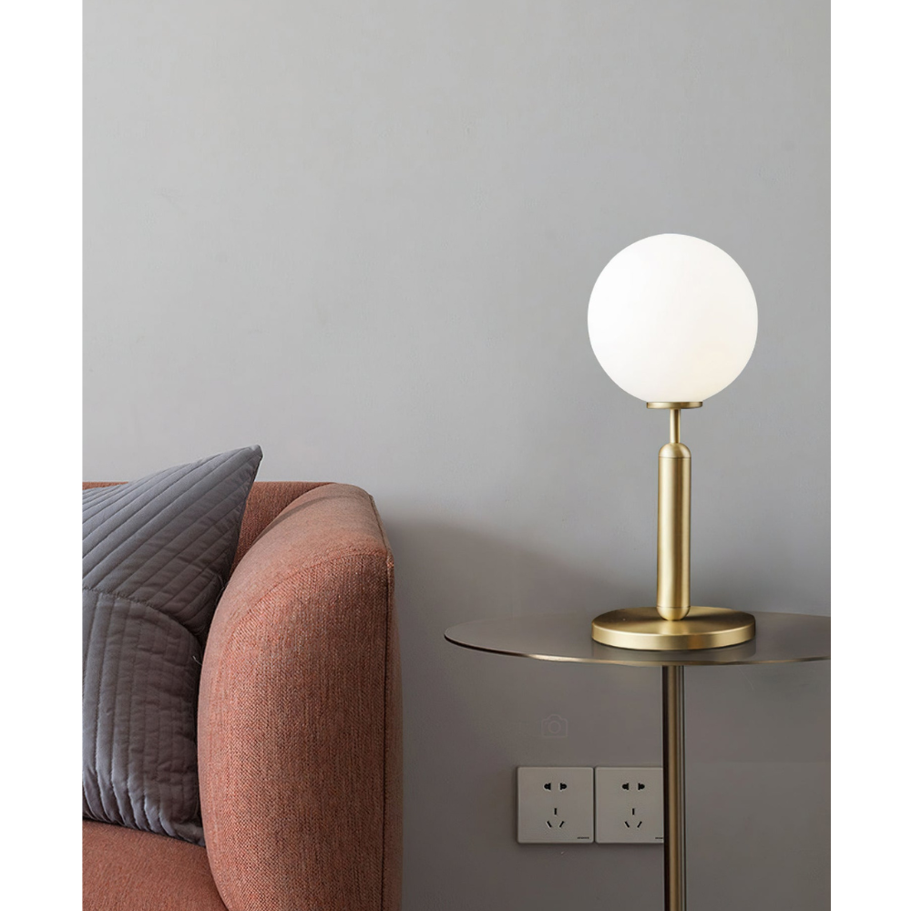 Modern Globe Table Lamp with Pill-Shaped Post - Mid-Century Orb Desk Light