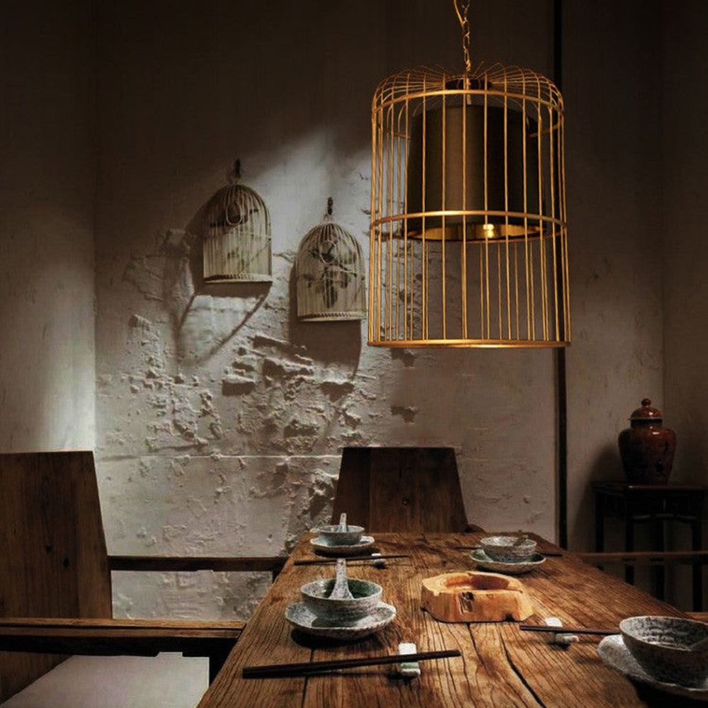 Modern Gold Birdcage Pendant Light - Art Deco Tiered Metal Pendant Lights
